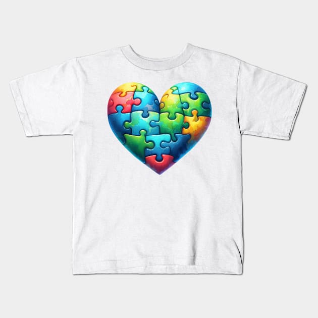 Puzzle Heart Autism Awareness Gift for Birthday, Mother's Day, Thanksgiving, Christmas Kids T-Shirt by skstring